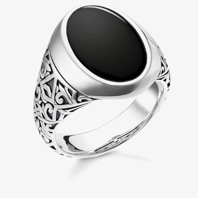 Thomas Sabo Rebel Silver & Onyx Signet Ring T-U