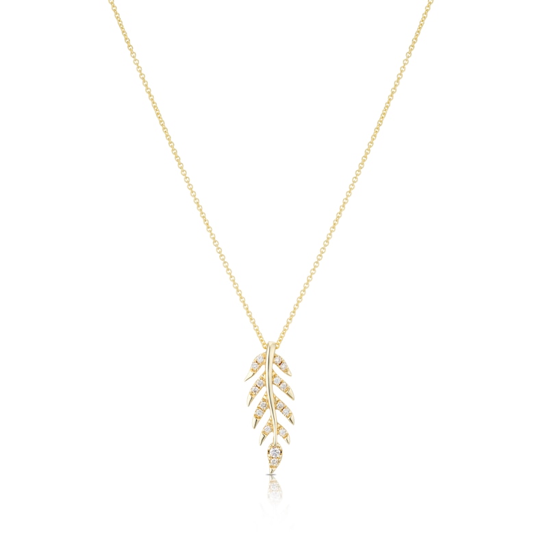 Main Image 1 of Le Vian 14ct Yellow Gold 0.11ct Diamond Leaf Pendant