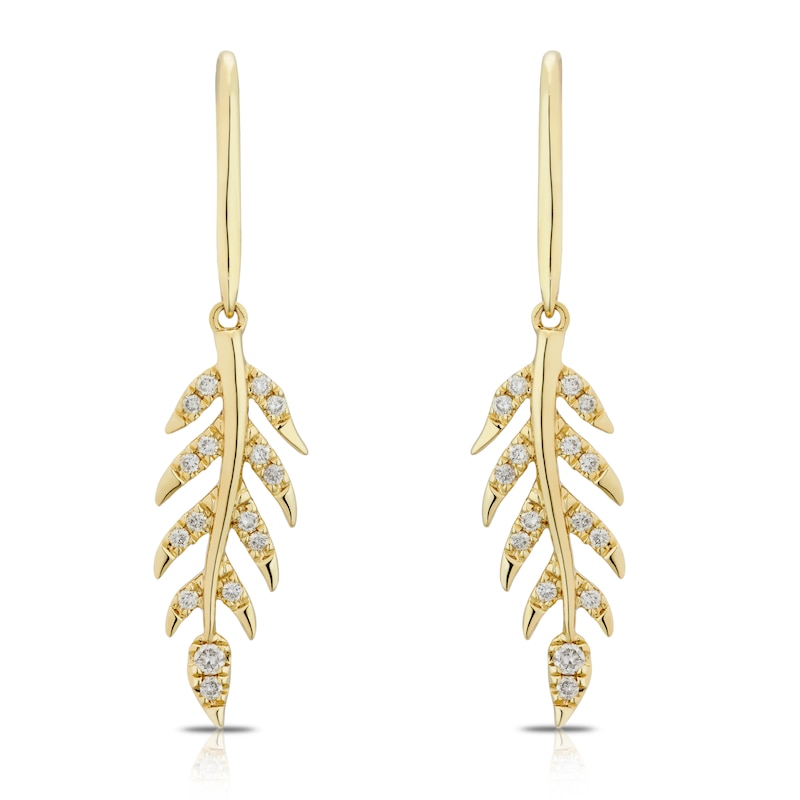 Le Vian 14ct Yellow Gold 0.23ct Diamond Leaf Drop Earrings