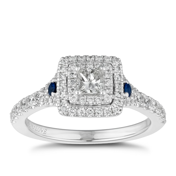 Vera Wang 18ct White Gold Sapphire and 0.70ct Diamond Ring