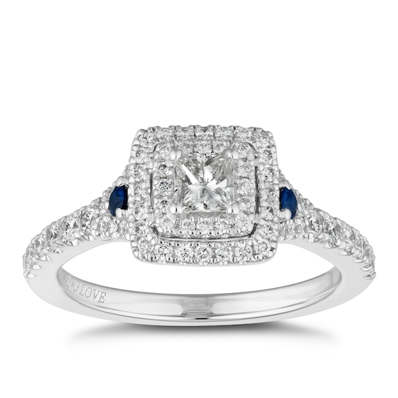 Vera Wang 18ct White Gold Sapphire & 0.70ct Diamond Ring