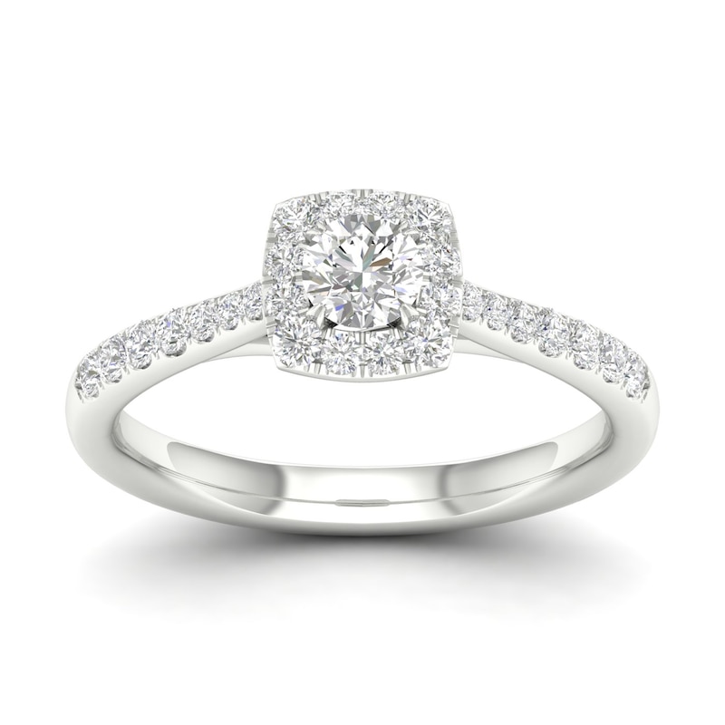 18ct White Gold & Platinum 0.50ct Diamond Halo Ring