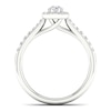 Thumbnail Image 2 of 18ct White Gold & Platinum 0.50ct Diamond Cushion Halo Ring