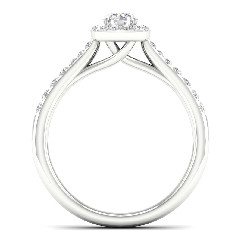 18ct White Gold & Platinum 0.50ct Diamond Cushion Halo Ring