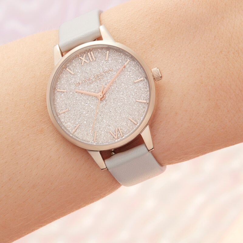 Olivia Burton Glitter Bee Ladies' Pink Vegan Strap Watch
