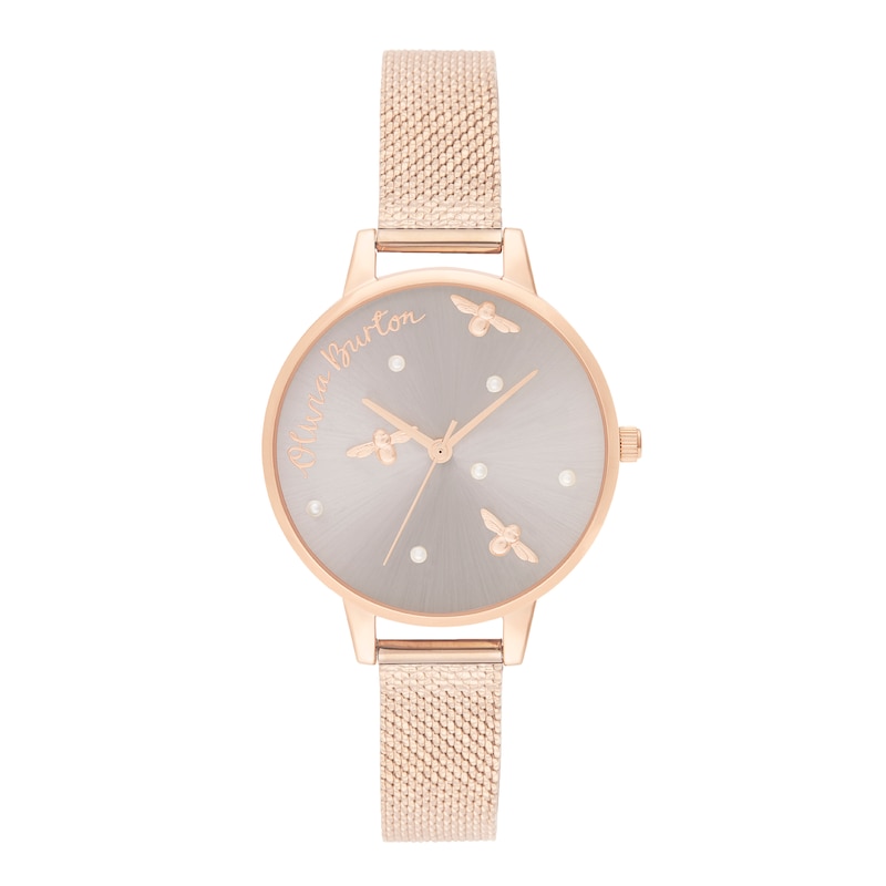 Olivia Burton Pearly Queen Rose Gold-Tone Bracelet Watch