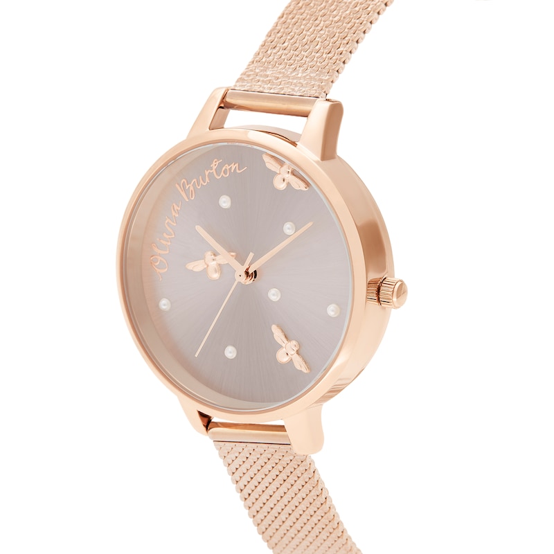 Olivia Burton Pearly Queen Rose Gold-Tone Bracelet Watch