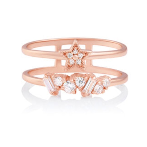 Olivia Burton Celestial Crystal Rose Gold Tone Ring (Size O)