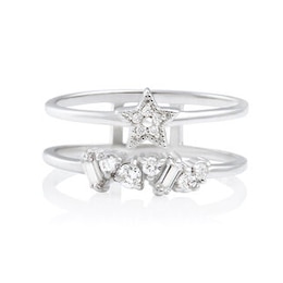Olivia Burton Celestial Crystal Rhodium Plated Ring - Size O