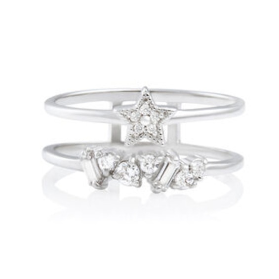 Olivia Burton Celestial Crystal Rhodium Plated Ring - Size O