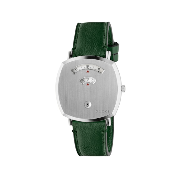 Gucci Grip Unisex Green Leather Strap Watch