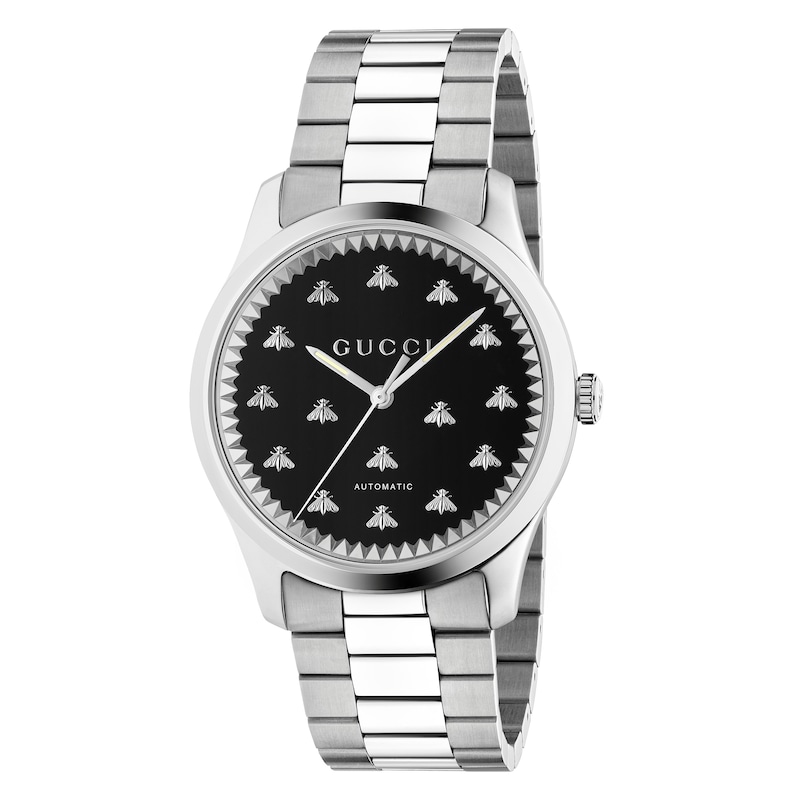 Gucci G-Timeless Bee Black Dial & Stainless Steel Bracelet Watch