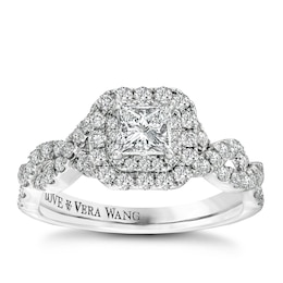 Vera Wang 18ct White Gold 0.95ct Total Diamond Halo Ring