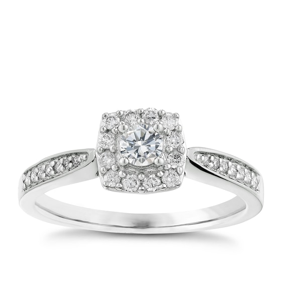 Engagement Ring 9ct White Gold Halo 0.33ct Diamond Ring