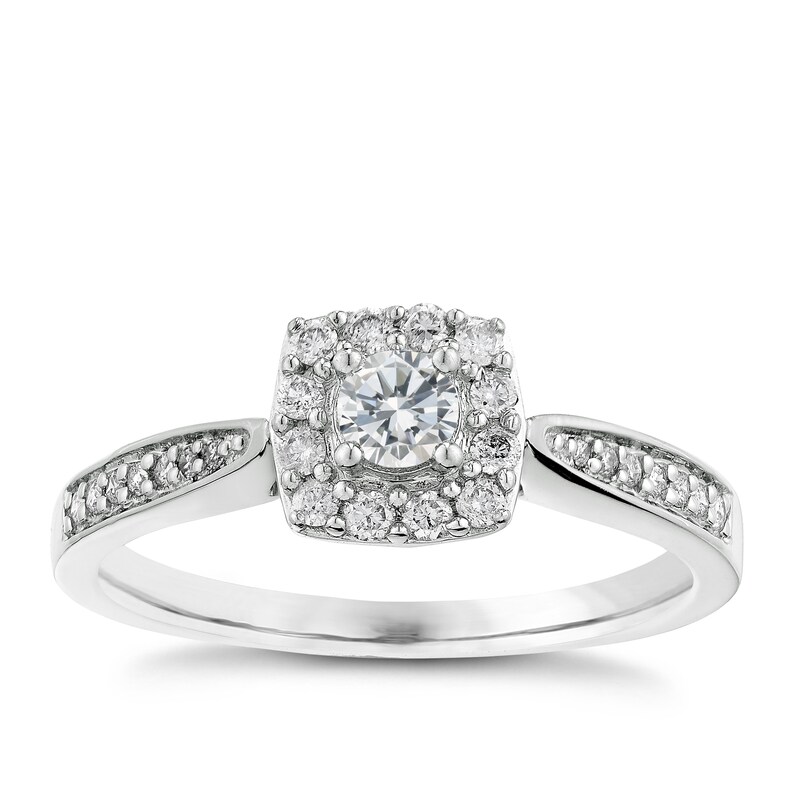 9ct White Gold 0.33ct Diamond Halo Ring