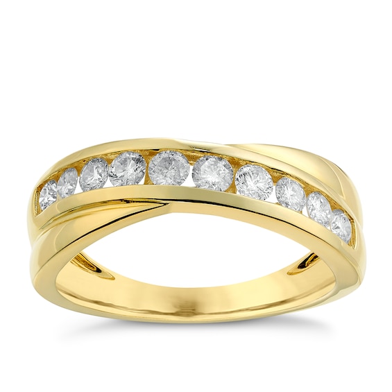 Engagement Ring 9ct Yellow Gold Crossover 0.50ct Diamond Ring