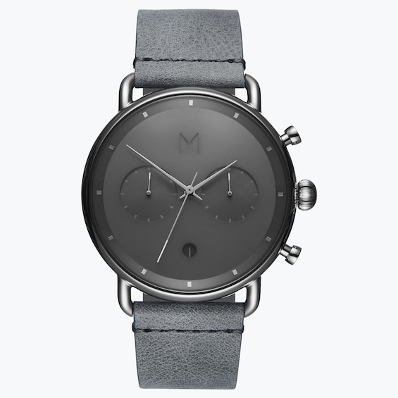 MVMT Blacktop Men’s Grey Leather Strap Watch