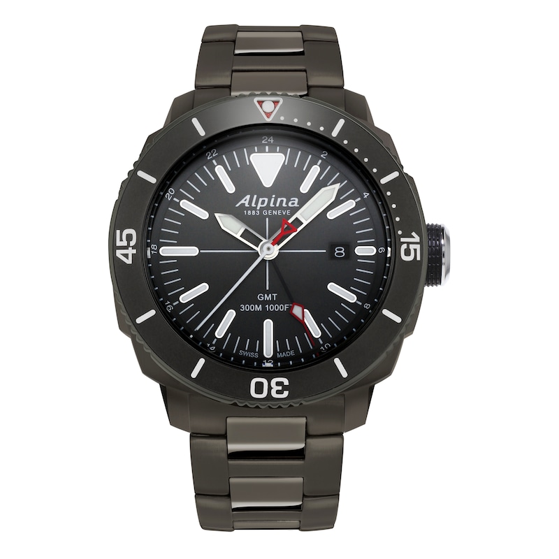 Alpina Seastrong Diver Black Titanium Pvd Bracelet Watch