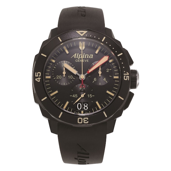 Alpina Seastrong Diver 300 Men’s Black Rubber Strap Watch