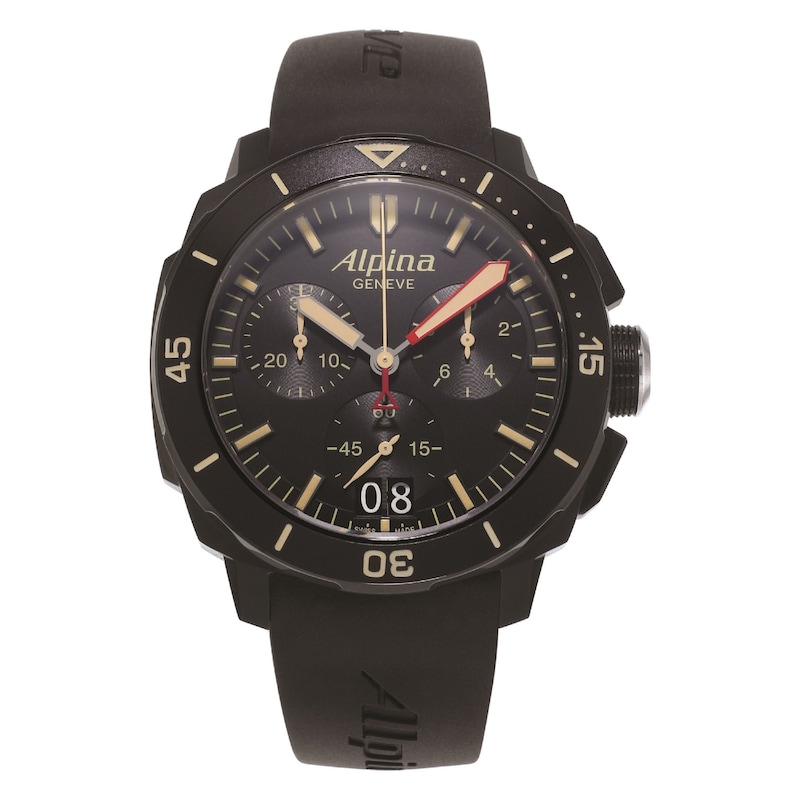 Alpina Seastrong Diver 300 Men's Black Rubber Strap Watch