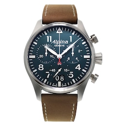 Alpina Startimer Pilot Men's Brown Leather Strap Watch