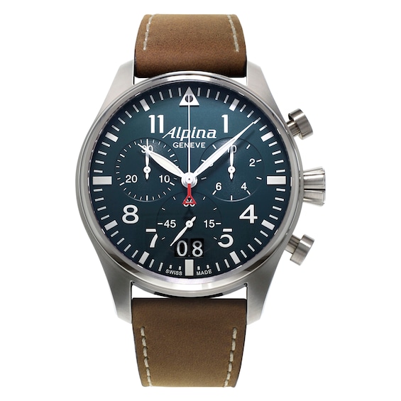 Alpina Startimer Pilot Men’s Brown Leather Strap Watch