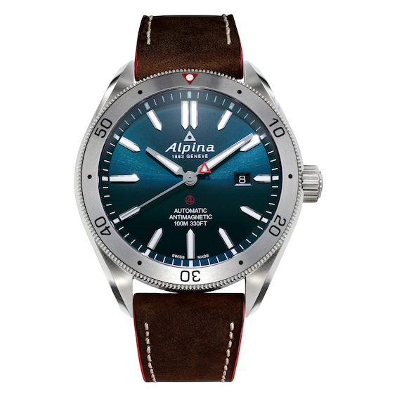 Men's Alpina Alpiner 4 Automatic Brown Leather Strap Watch