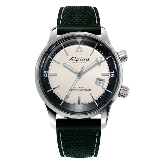 Men's Alpina Seastrong Diver Heritage Black Rubber Strap Watch