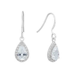 Sterling Silver And Cubic Zirconia Pear Drop Earrings