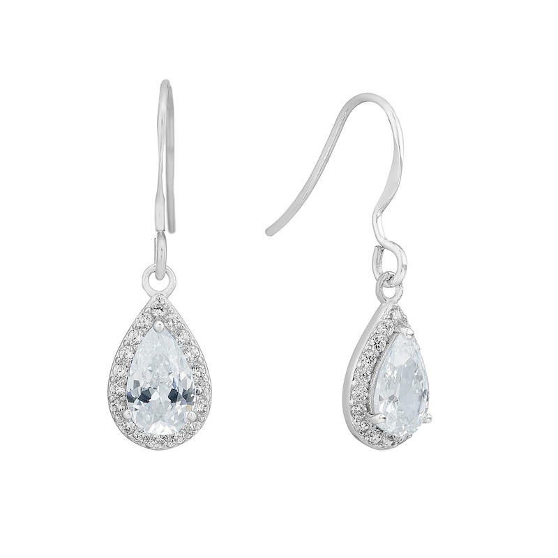 Sterling Silver & Cubic Zirconia Pear Drop Earrings