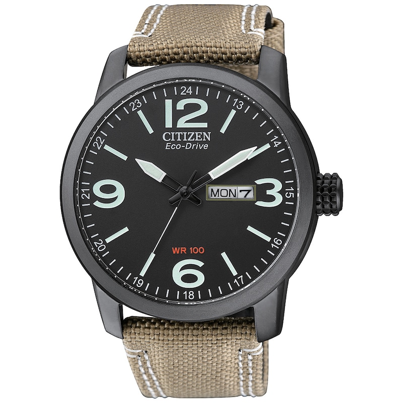 Citizen Eco-Drive Men's Black Ion Plated Strap Watch