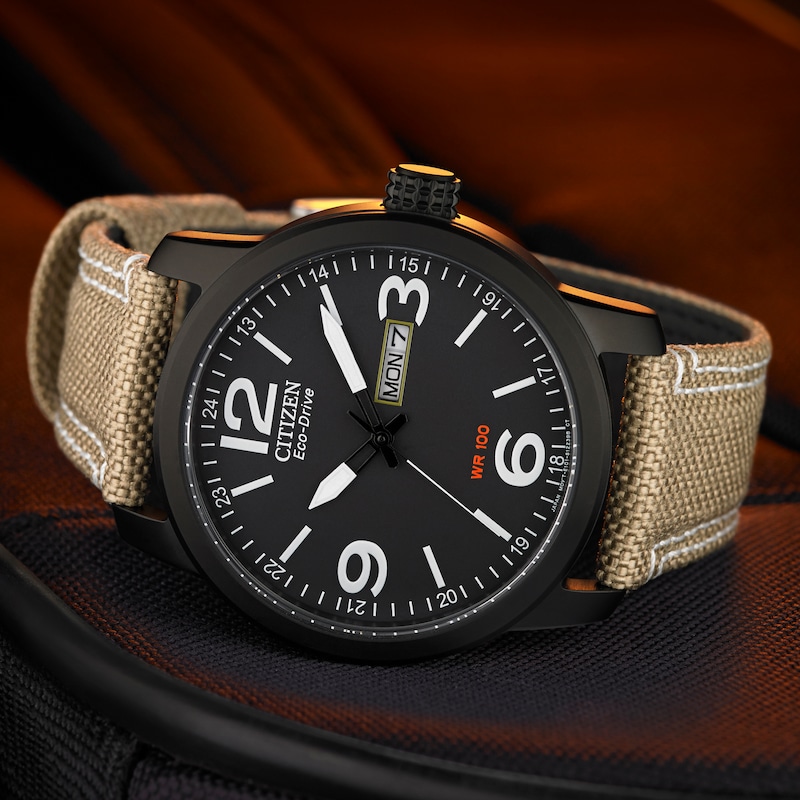 Citizen Eco-Drive Men's Black Ion Plated Strap Watch
