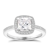 Thumbnail Image 0 of Silver And Cubic Zirconia Halo Cushion Cut Ring