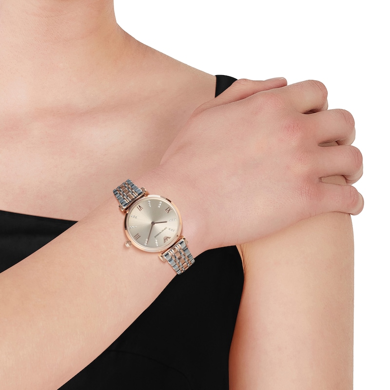 Emporio Armani Ladies' Crystal Baton Two Tone Bracelet Watch