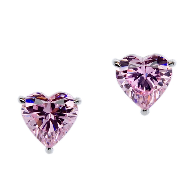 CARAT* LONDON 9ct White Gold Purple Heart Stud Earrings