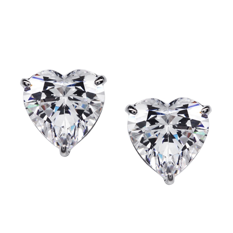 CARAT* LONDON 9ct White Gold Heart Stud Earrings