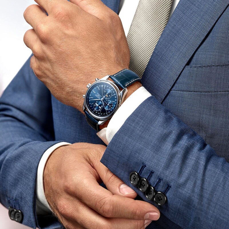 Longines Master Collection Men's Blue Leather Strap Watch Ernest Jones