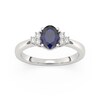 18ct White Gold 0.16ct Total Diamond & Oval Sapphire Ring