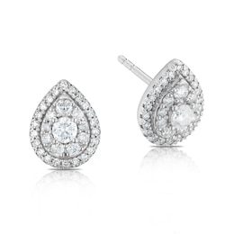 9ct White Gold 0.50ct Total Diamond Halo Pear Studs