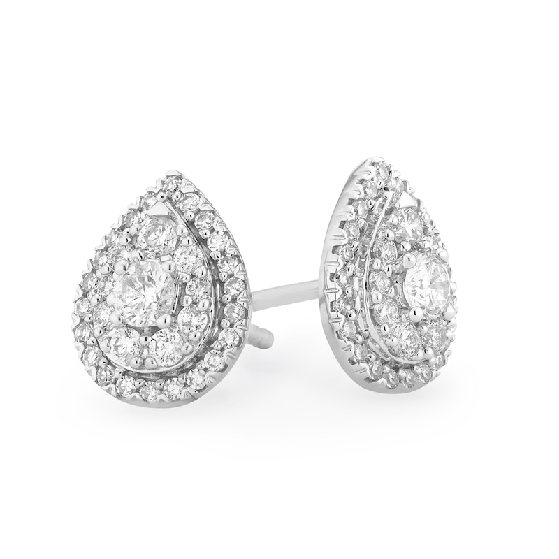 9ct White Gold 0.50ct Total Diamond Halo Pear Studs