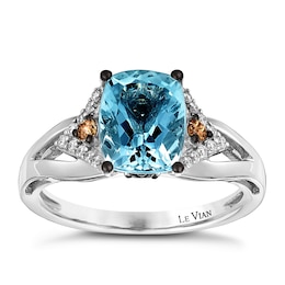 Le Vian 14ct White Gold Aquamarine & 0.18ct Diamond Ring