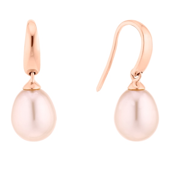 9ct Rose Gold Cultured Freshwater Pearl Drop Earrings