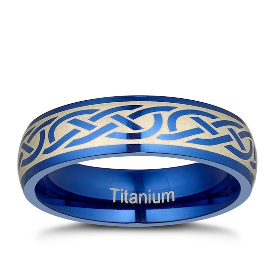 Men’s Titanium Blue Tribal Weave Ring