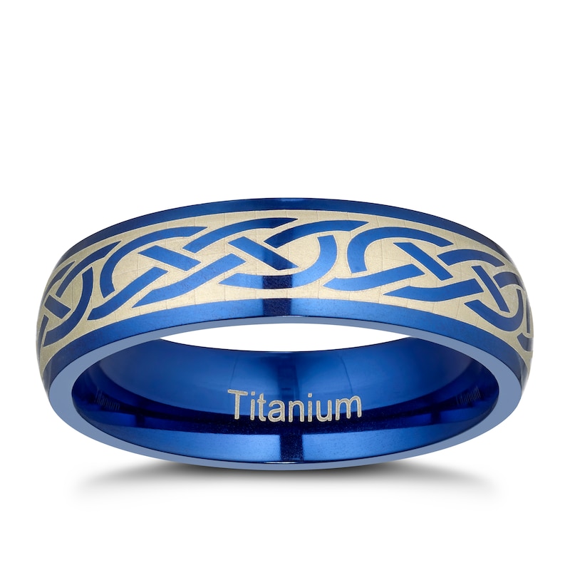 Men's Titanium Blue Tribal Weave Ring