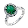 Thumbnail Image 1 of 18ct White Gold Oval Emerald & 0.50ct Diamond Ring