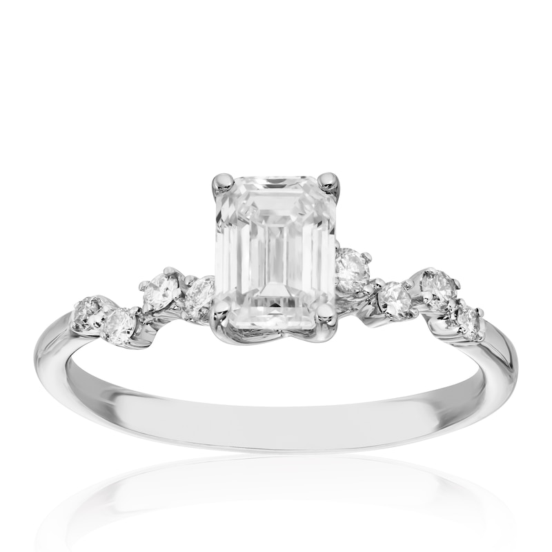 Main Image 3 of 18ct White Gold 1.10ct Total Diamond Scatter Solitaire Ring