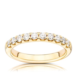 14ct Yellow Gold 0.50ct Diamond Claw Set Eternity Ring