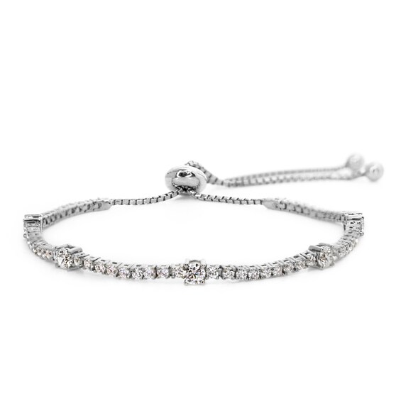 CARAT* LONDON Phoebe Sterling Silver 7 Stone Set Slider Brac