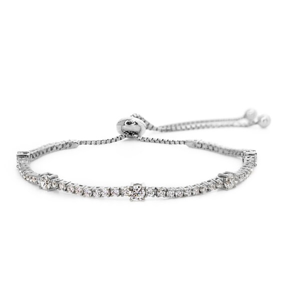 CARAT* LONDON Phoebe Silver Stone Set Slider Bracelet