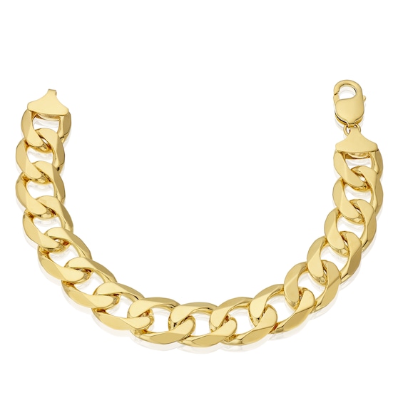 9ct Yellow Gold Men’s 9’’ Solid Curb Chain Bracelet